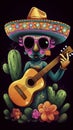 flyer design template cute cactus in a sombrero, generativ ai