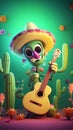 flyer design template cute cactus in a sombrero, generativ ai