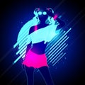 Vector Illustration Young Beautiful Girl In 80s Retro Color Look