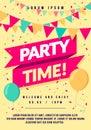 Colorful Party Time Poster With Balloons And Garland Royalty Free Stock Photo