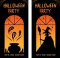 Halloween Vertical Banners. Witch and ghosts. Halloween party. Flyers. Royalty Free Stock Photo