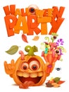 Flyer with halloween party pumpkin. Halloween poster illustration. Seasonal event decoration Royalty Free Stock Photo