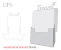 Flyer Holder Template. Vector with die cut / laser cut layers. White, clear, blank, isolated Travel Agency Flyer Holder mock up.