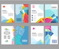 Flyer, leaflet, booklet layout set. Editable design template. A4 2-fold brochure with abstract elements, infographics