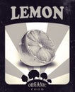 Flyer with lemon drawn by hand with pencil