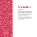 Flyer, poster template with medieval line icons