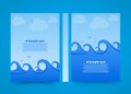 Flyer Sea wave banner book. Summer beach A4 size paper, Template design element, Vector background Royalty Free Stock Photo