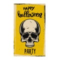Flyer template of Halloween party. Evil skull on grunge background. Design element for poster, card, banner.