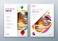 Flyer template layout design. Business flyer, brochure, magazine or flier mockup in bright colors. Vector Royalty Free Stock Photo