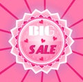 Flyer with text Big Sale with small hearts