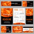 Flyers banners brochures and cards with orange polygonal elements corporate identity vector template Royalty Free Stock Photo