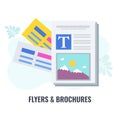 Flyers and brochures icon. Key elements of traditional marketing
