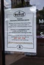 COVID-19 Warnings Outside of a Potbelly Sandwich Shop in Downtown Columbus Ohio