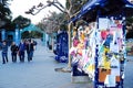 Flyers hand on a kiosk