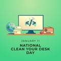 Flyers honoring National Clean Your Desk Day or promoting associated events might include National Clean Your Desk Day vector