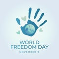 Flyers promoting World Freedom Day or associated events can utilize World Freedom Day-related vector graphics. design of a flyer,