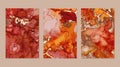 Flyers with red and gold marble abstract backgrounds Royalty Free Stock Photo
