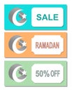 Flyers ,stickers, bookmarks, advertising brochures,month and a star,Sale, ramadan, 50 percent off