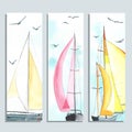 Flyers with watercolor sailboats