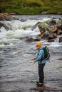 Flyfisherman in wilderness