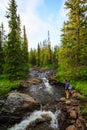 Flyfisherman in wilderness