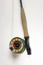 Flyfishing equipment, flyrod and reel Royalty Free Stock Photo