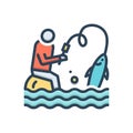 Color illustration icon for Flyfishing, catch and grip