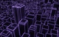 Synthwave abstract city downtown background 3d render