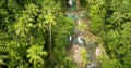 Flying above the Cambugahay falls. Siquijor, Philippines.