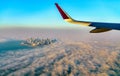 Flying above Doha - Qatar, the Persian Gulf Royalty Free Stock Photo