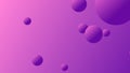 Flying abstract illustration of purple and pink balls on pink and purple background. Beautiful floating shiny purple and pink