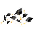 Flying academic mortarboard - graduation, throw of student hats Royalty Free Stock Photo