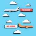 Flying advertising banners at airplane Royalty Free Stock Photo