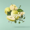 fresh apple Flying in air over background Royalty Free Stock Photo