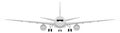 Flying airplane front view. Passenger realistic aircraft Royalty Free Stock Photo