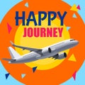 Flying Airplane with Happy Journey Header.