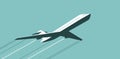 Flying airplane in sky. Air transportation, airline vector illustration