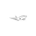 Flying airplane - stylized vector illustration icon Royalty Free Stock Photo