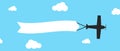 Flying airplanes with advertising banners. Vector