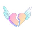 Flying on angel wings Broken heart vector cartoon icon. heartbreak. broken heart or divorce cartoon vector icon, fly