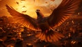 Flying animal feather nature beak animals in the wild pigeon sunset generated by AI