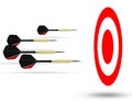 Flying arrows to a target suggesting achievement concept Royalty Free Stock Photo