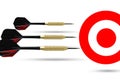 Flying arrows to a target suggesting achievement concept Royalty Free Stock Photo