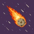 Flying asteroid, Burning comet Royalty Free Stock Photo