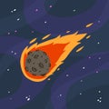 Flying asteroid, Burning comet Royalty Free Stock Photo