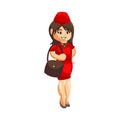 Flying attendants air hostess Profession stewardess Bring Bag cartoon character illustration