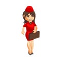 Flying attendants air hostess Profession stewardess Bring Bag cartoon character illustration