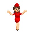 Flying attendants air hostess Profession stewardess Confused cartoon character illustration