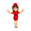Flying attendants air hostess Profession stewardess Confused cartoon character illustration