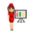 Flying attendants air hostess Profession stewardess Show Board table chart cartoon character illustration